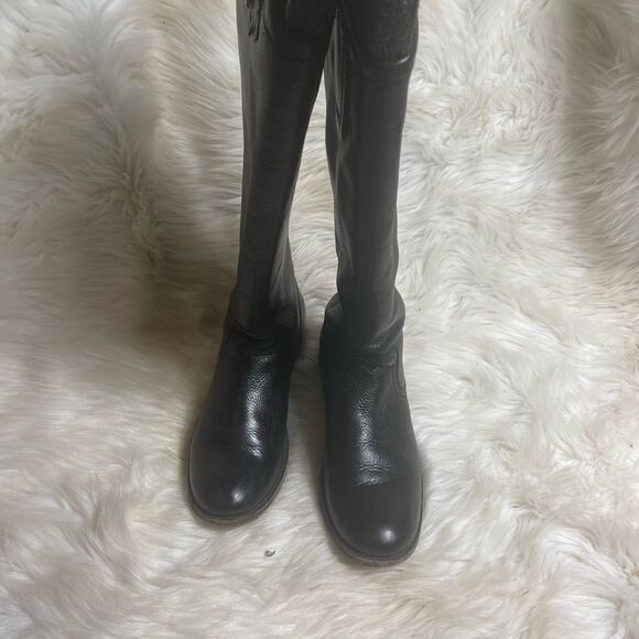 Frye Pippa 77007 Leather Black tall boots Back Zipper Size 6.5B - Picture 4 of 13